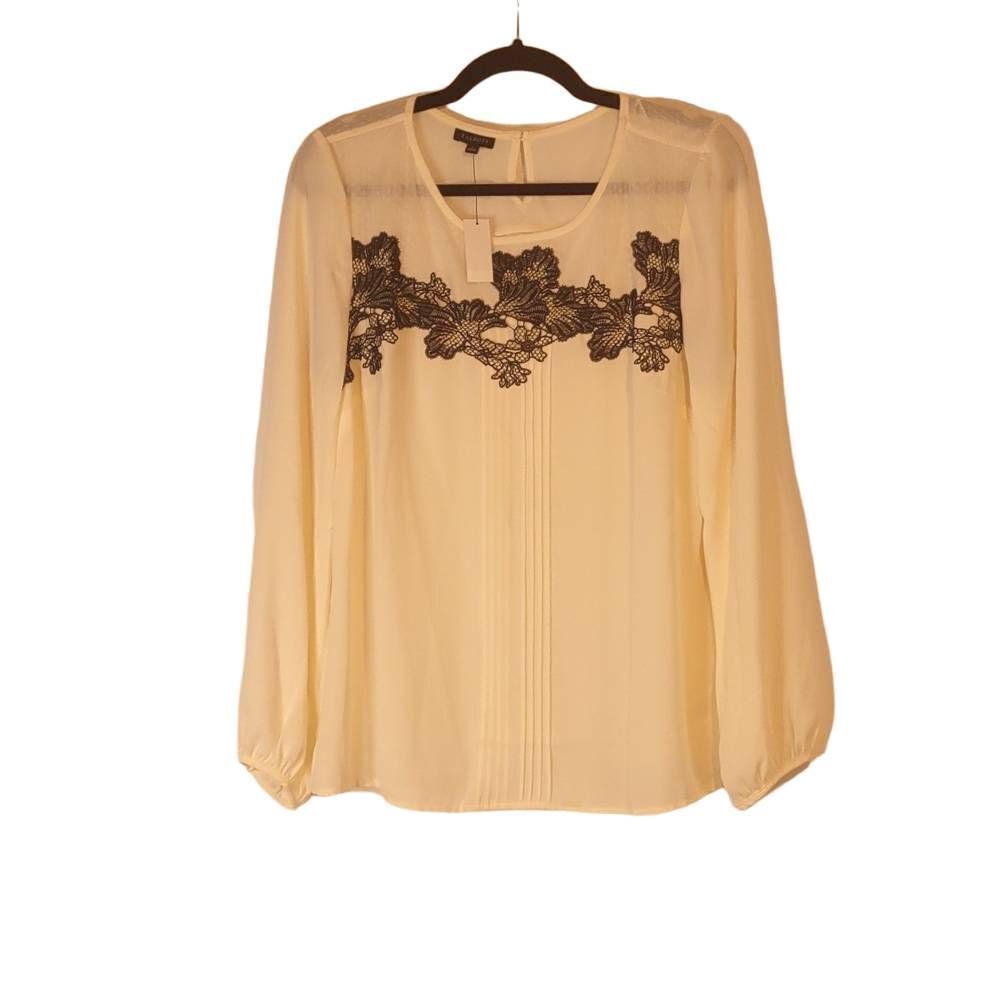 Talbot's Ivory & Black Blouse Large NWT